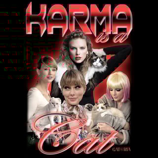 Nome do produto Camiseta Taylor Swift - Karma Is A Cat - Preto