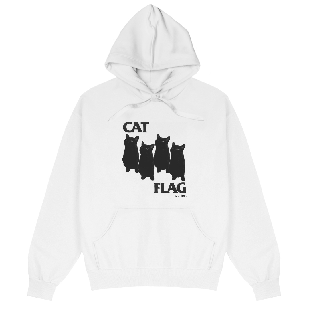 Moletom Canguru - Cat Flag - Branco