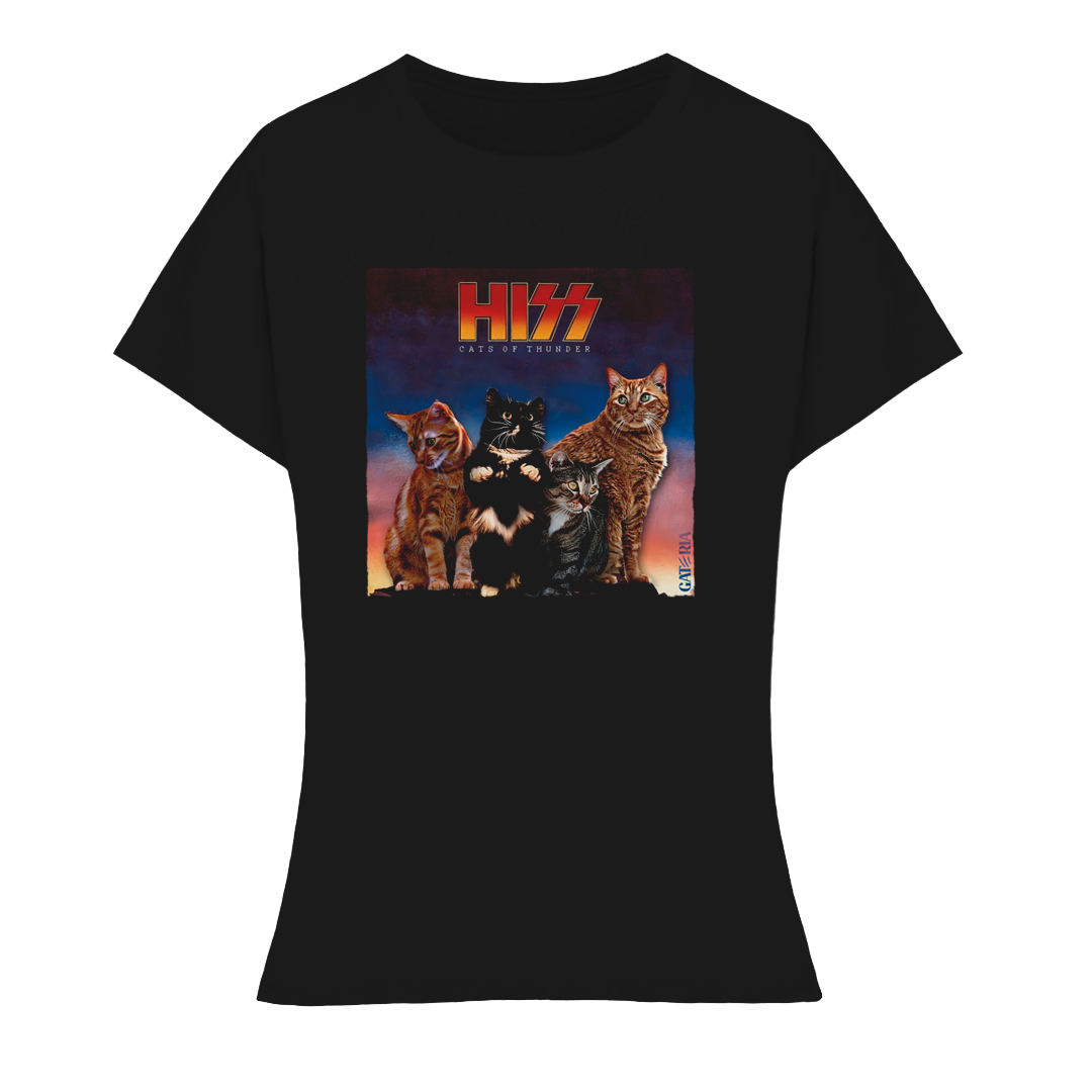 Baby Look Kiss - Cats Of Thunder - Preto