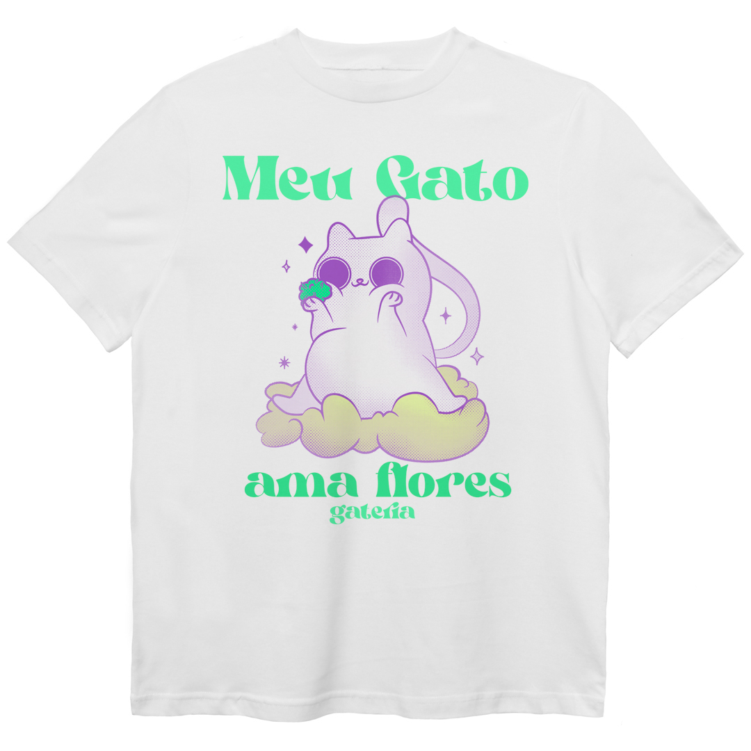 Camiseta Meu Gato Ama Flores