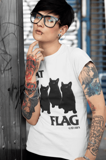Nome do produto Baby Look Cat Flag - Branco