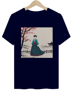 Nome do produto Camiseta Unissex Cherry Blossons and Hanbok
