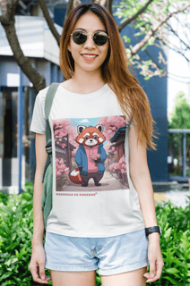 Baby Look Red Panda and Cherry Blossoms