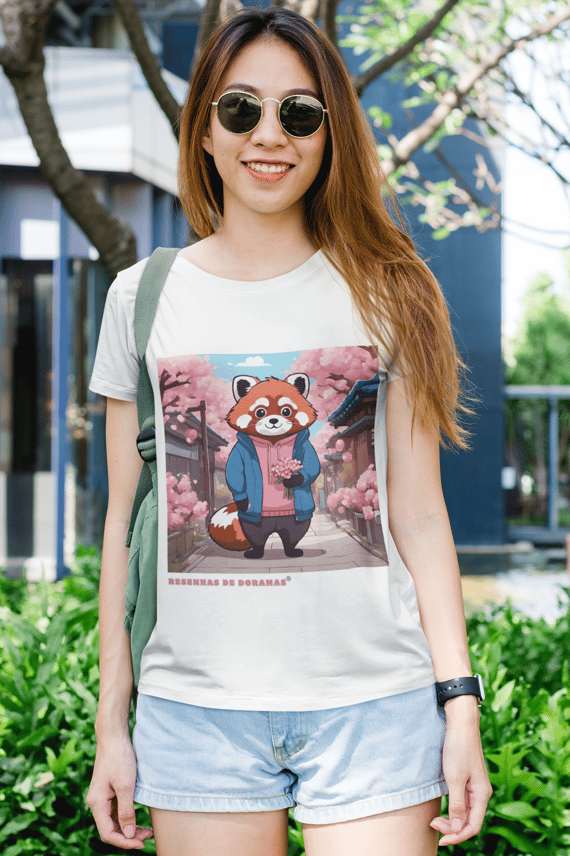 Baby Look Red Panda and Cherry Blossoms