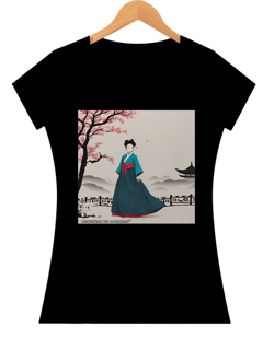 Nome do produto Baby Look Cherry blossoms and hanbok