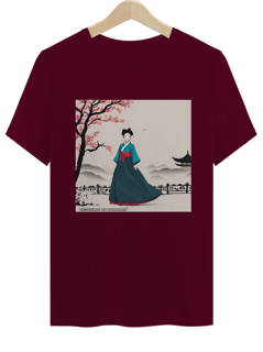 Nome do produto Camiseta Unissex Cherry Blossons and Hanbok