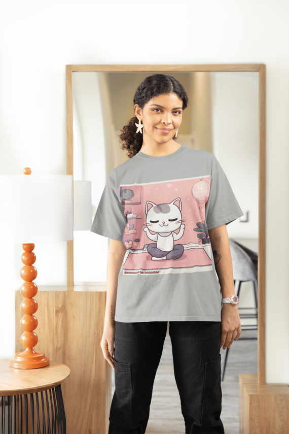 Camiseta Unissex Yoga Cat - the White