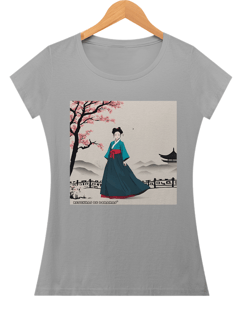 Nome do produto Baby Look Cherry blossoms and hanbok