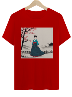 Nome do produto Camiseta Unissex Cherry Blossons and Hanbok