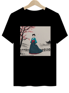 Nome do produto Camiseta Unissex Cherry Blossons and Hanbok