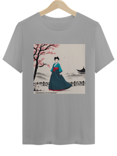 Nome do produto Camiseta Unissex Cherry Blossons and Hanbok