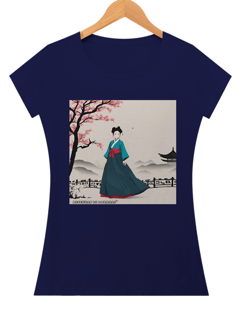 Nome do produto Baby Look Cherry blossoms and hanbok