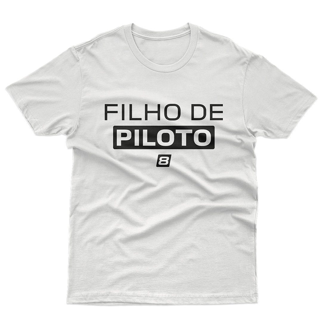 Camiseta Infantil (10 a 14 anos) Filho de Piloto - Branca