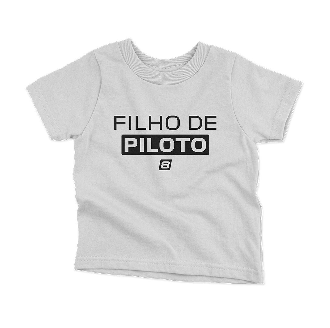 Camiseta Infantil (2 a 8 anos) Filho de Piloto - Branca