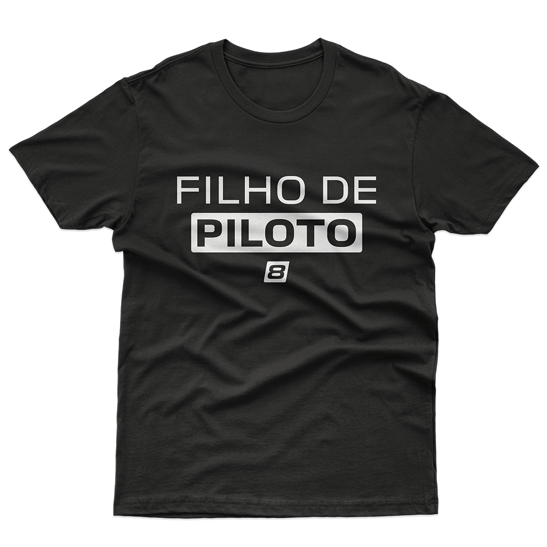 Camiseta Infantil (10 a 14 anos) Filho de Piloto - Preta