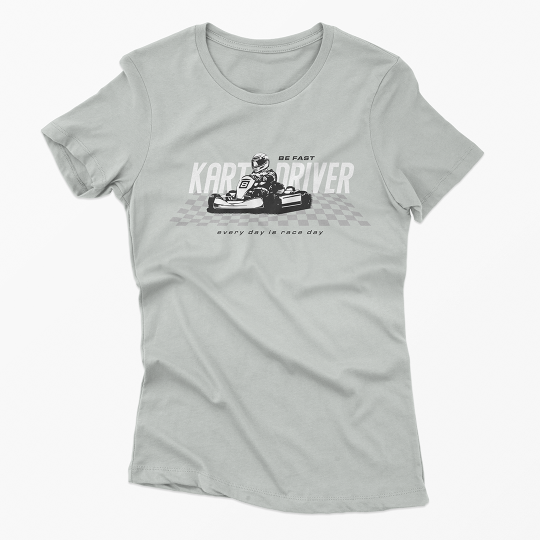 Camiseta Feminina Kart Driver - Cinza