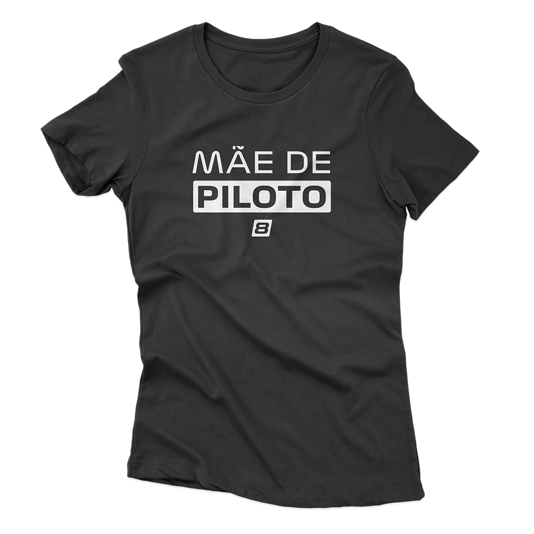 Camiseta Feminina Mãe de Piloto - Preta