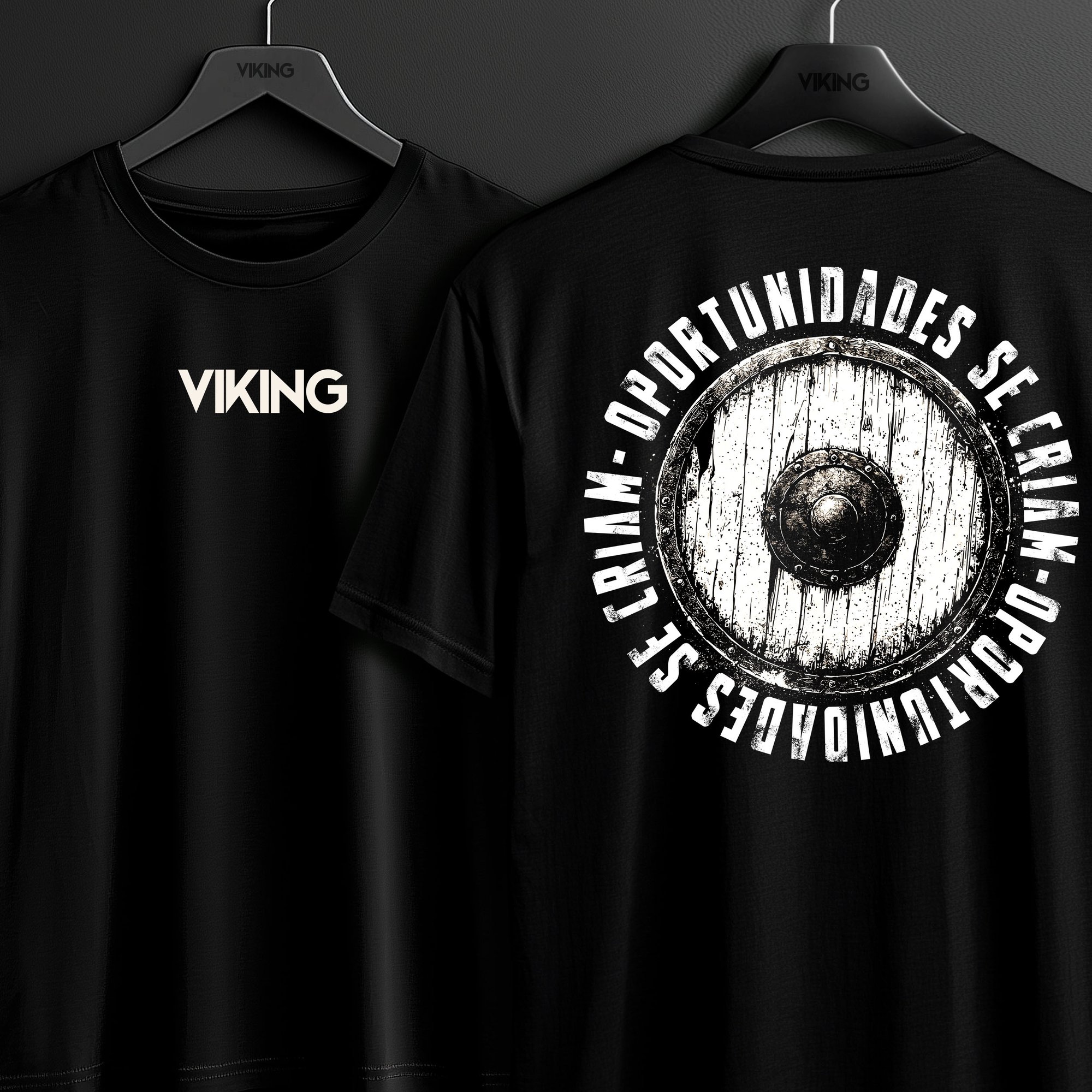 Camiseta - Oportunidades se Criam / Escudo Viking