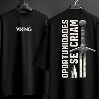 Camiseta Oversized - Oportunidades se Criam / Espada Viking