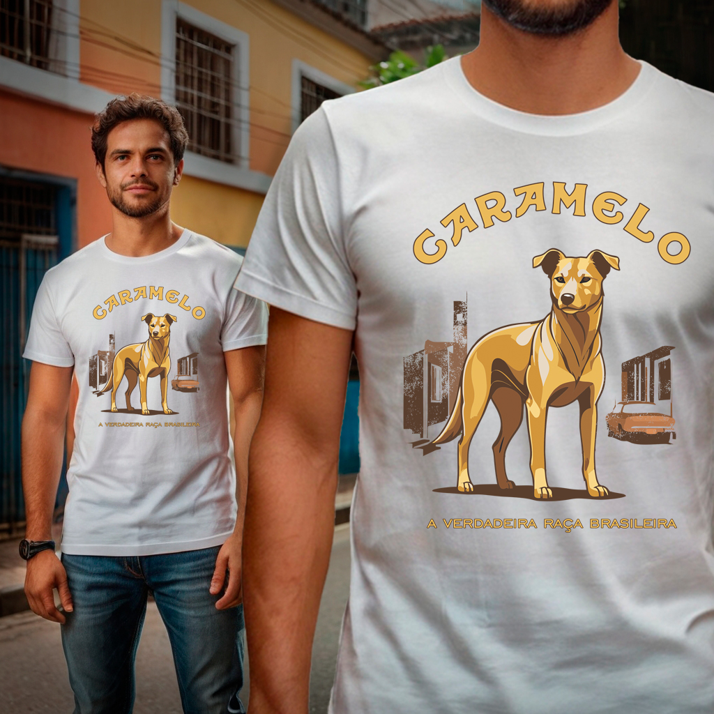 Nome do produto: Camiseta Caramelo - A verdadeira Raça Brasileira
