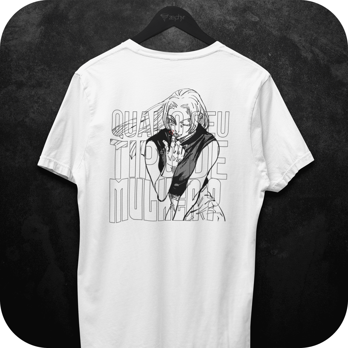 Nome do produto: Camiseta Yuki Tsukumo Qual o seu tipo de mulher? (Costas)