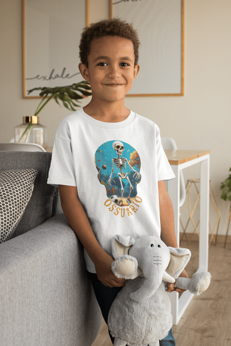 Nome do produto: Camiseta Infantil Manga Curta Caveira Criança 5