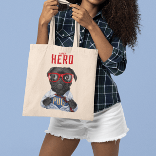 Nome do produto Ecobag Pug Super Hero