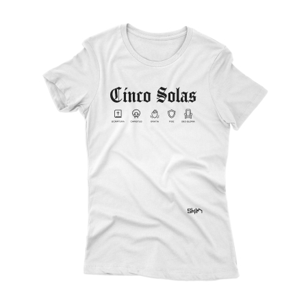 Cinco Solas em ícones - Baby Look (branca)