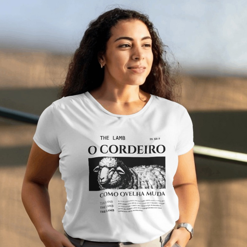 O Cordeiro - Baby Look (Estampa preta)