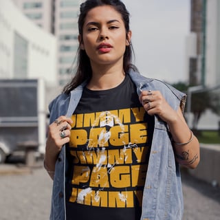 Nome do produto Camiseta Baby Long Jimmy Page - Deuses da Guitarra