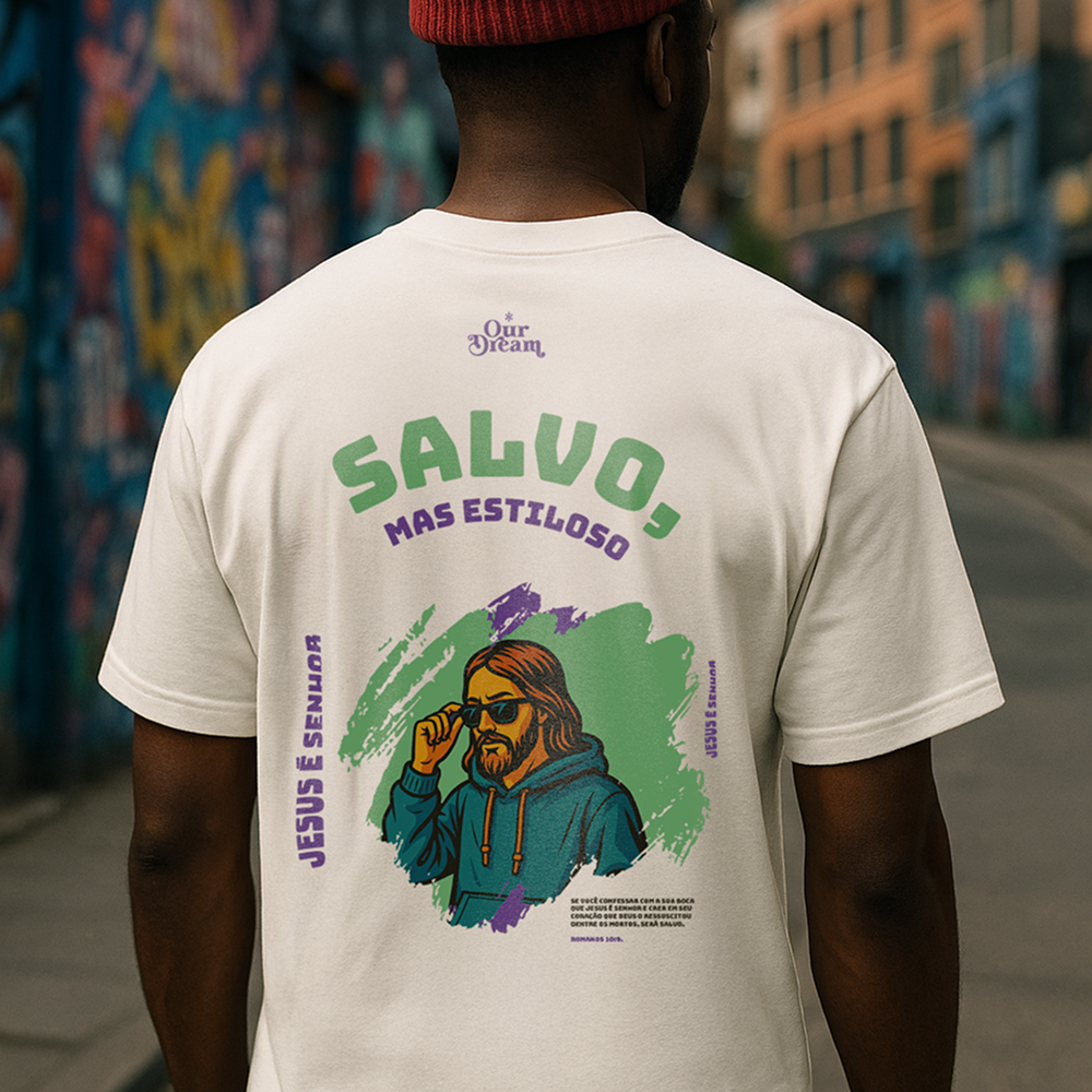 Nome do produto: Camiseta Oversized - Salvo, mas estiloso