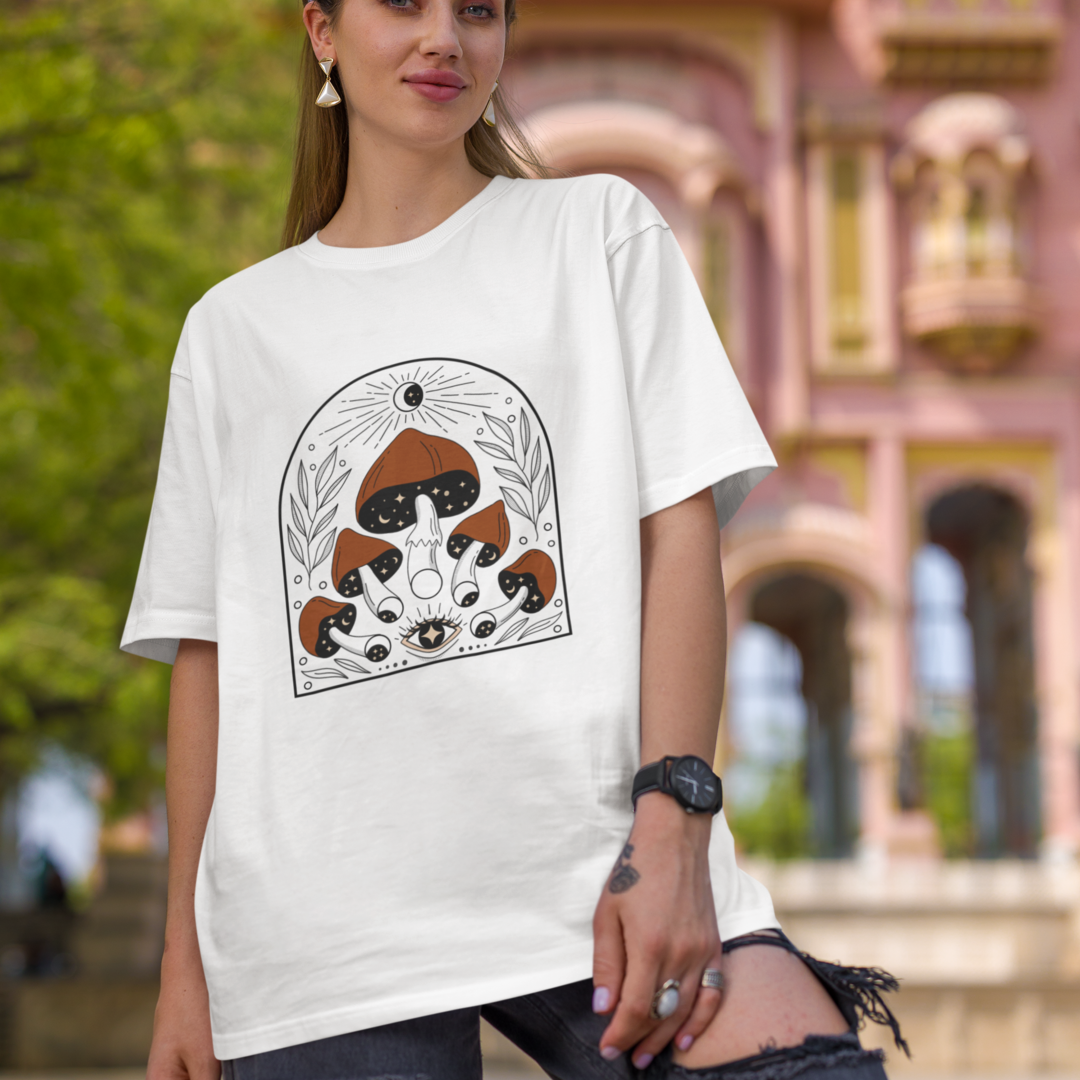 Camiseta Oversized - Cogumelos Mágicos