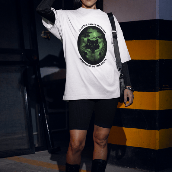 Camiseta Oversized - Gatos Nossos Melhores  Familiares