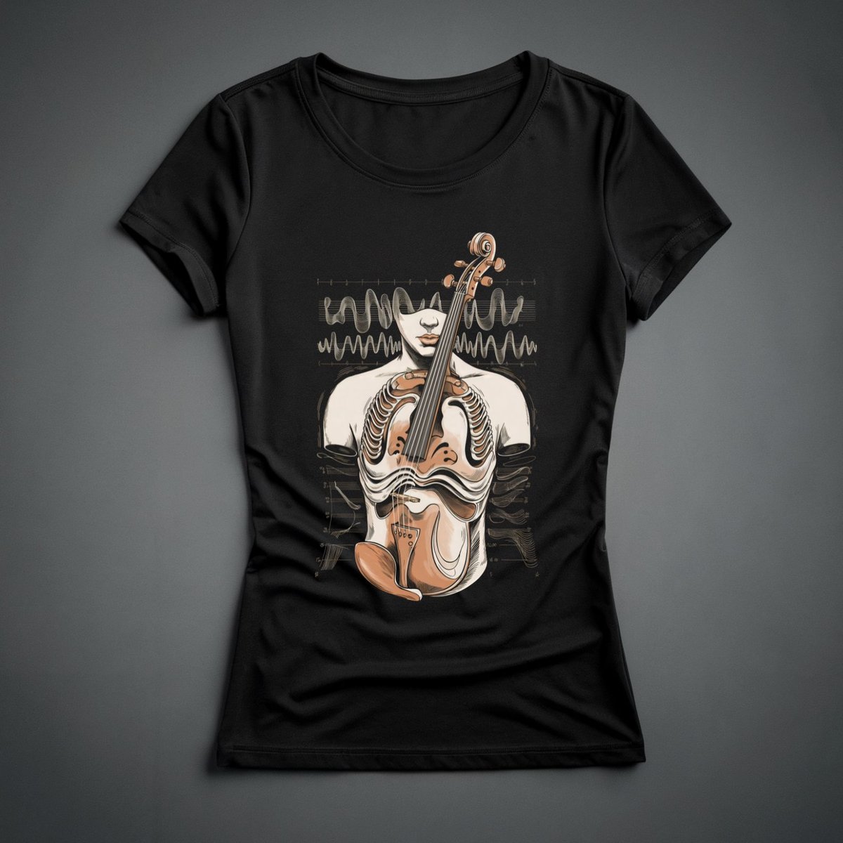 Nome do produto: Camiseta Feminina - Anatomúsica