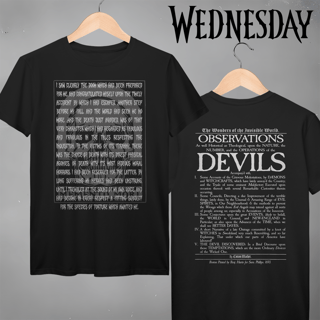 Camiseta Gótica Literária Wednesday Addams Exclusiva (Estampa Frente e Verso V2)