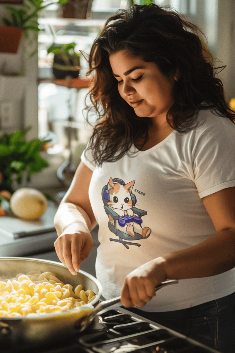 Nome do produto: Camiseta Baby Long Cat C Gamer Stare