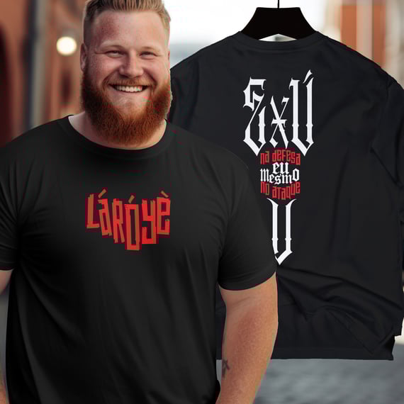 Exú na Defesa - Camisa Plus Size - Tecidos Escuros