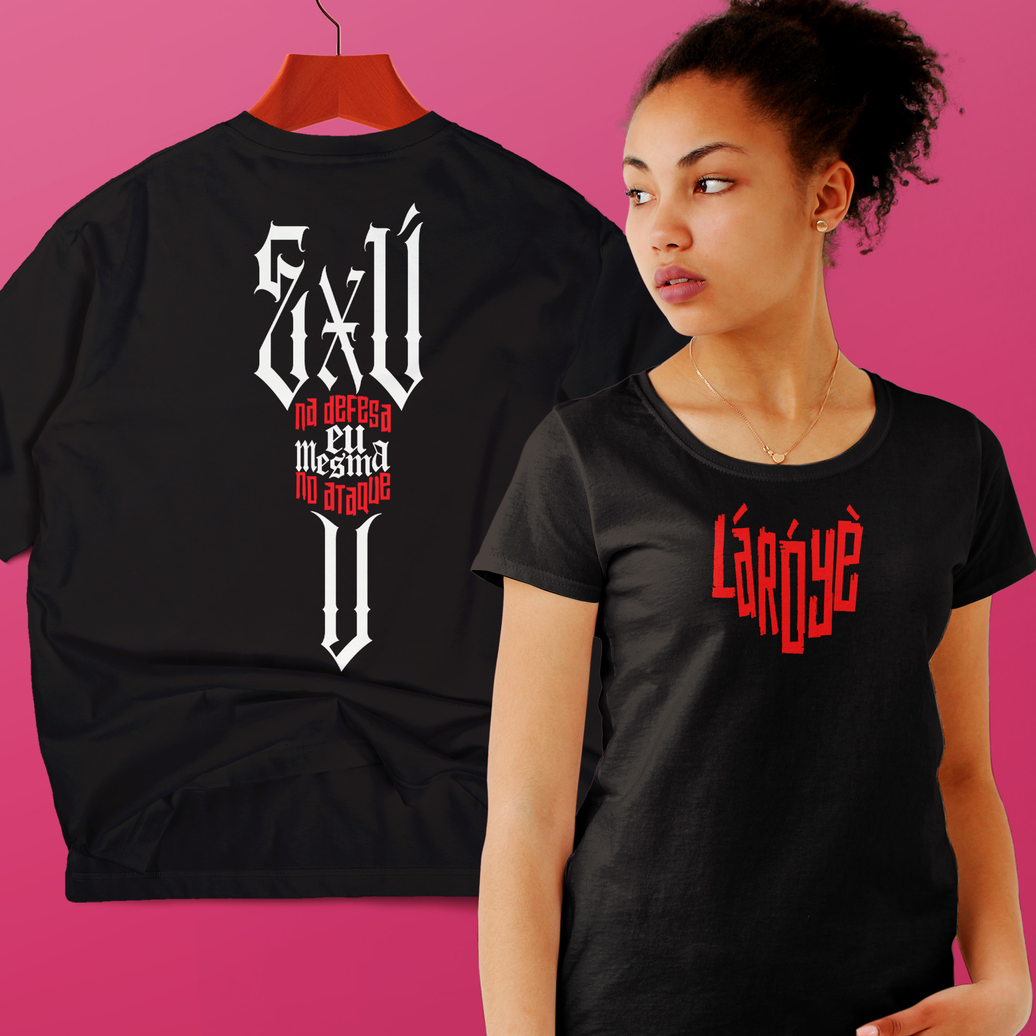 Exú na Defesa - Camisa Feminina - Tecidos Escuros