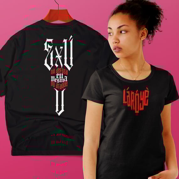 Exú na Defesa - Camisa Feminina - Tecidos Escuros