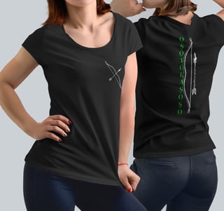 Camiseta Oxóssi - O Caçador de uma flecha só - Tecidos Escuros - Feminina