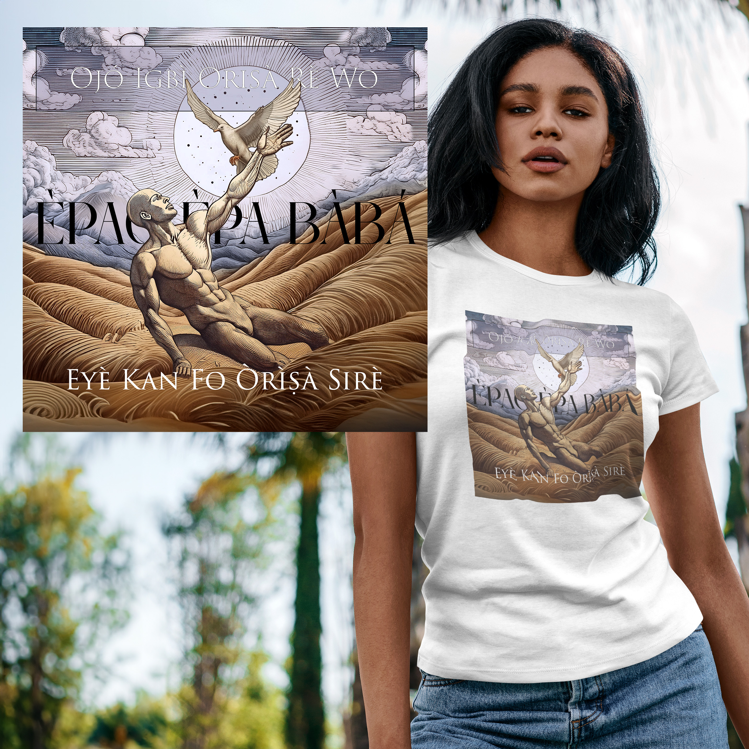 Camiseta Oxalá - Pai de todas as cabeças! - Tecidos Claros - Feminina