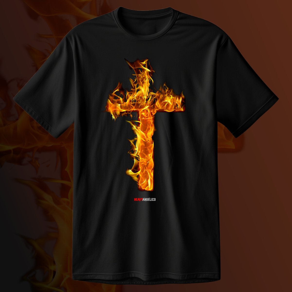 Nome do produto: Cruz de Fogo - Camiseta Unissex