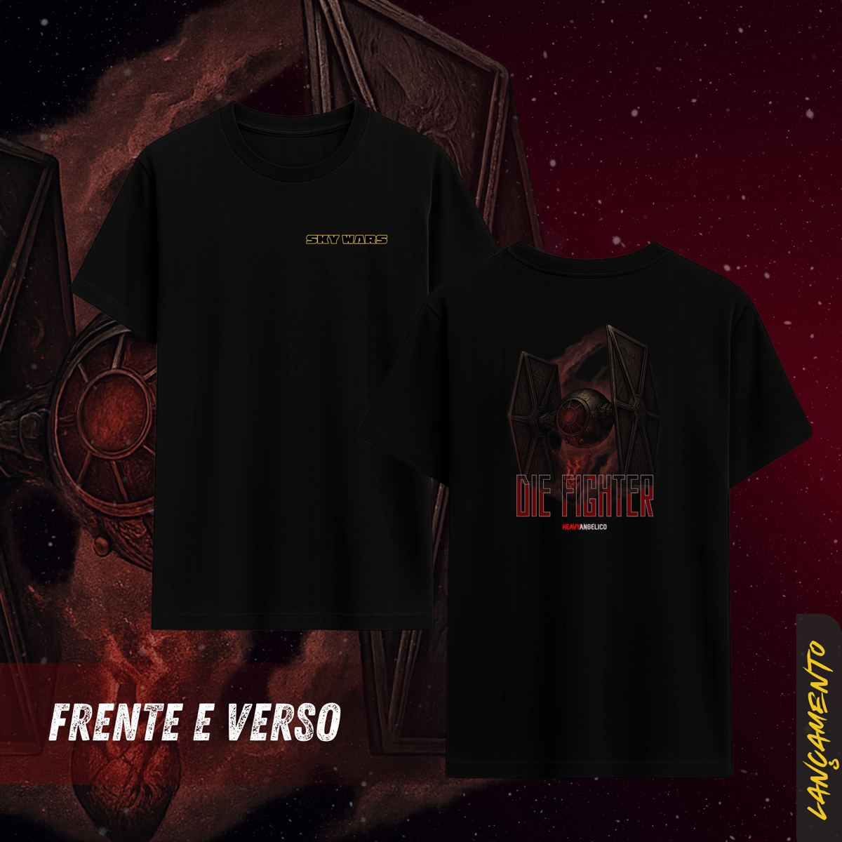 Nome do produto: Sky Wars – Die Fighter - Camiseta Unissex - Frente e Costas