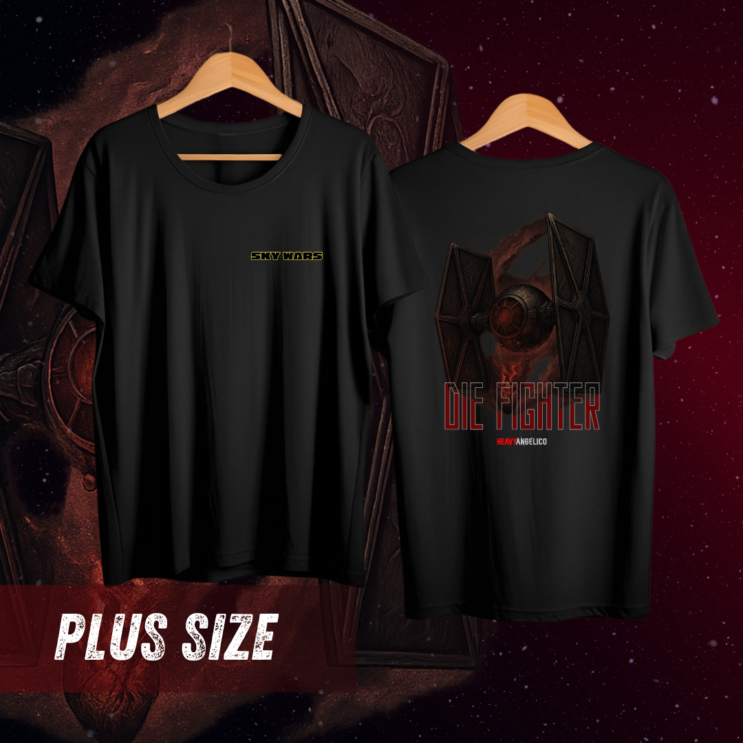 Nome do produto: Sky Wars – Die Fighter - Camiseta Plus Size - Frente e Costas