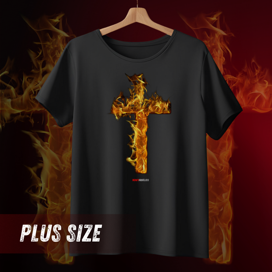 Nome do produto: Cruz de Fogo - Camiseta Plus Size