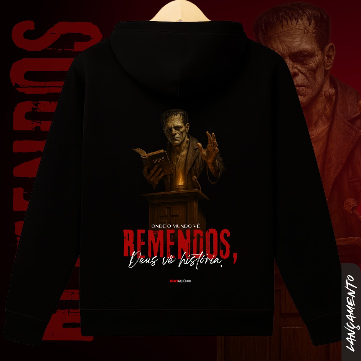 Nome do produto: Remendos – Deus Vê História - Moletom com Zíper