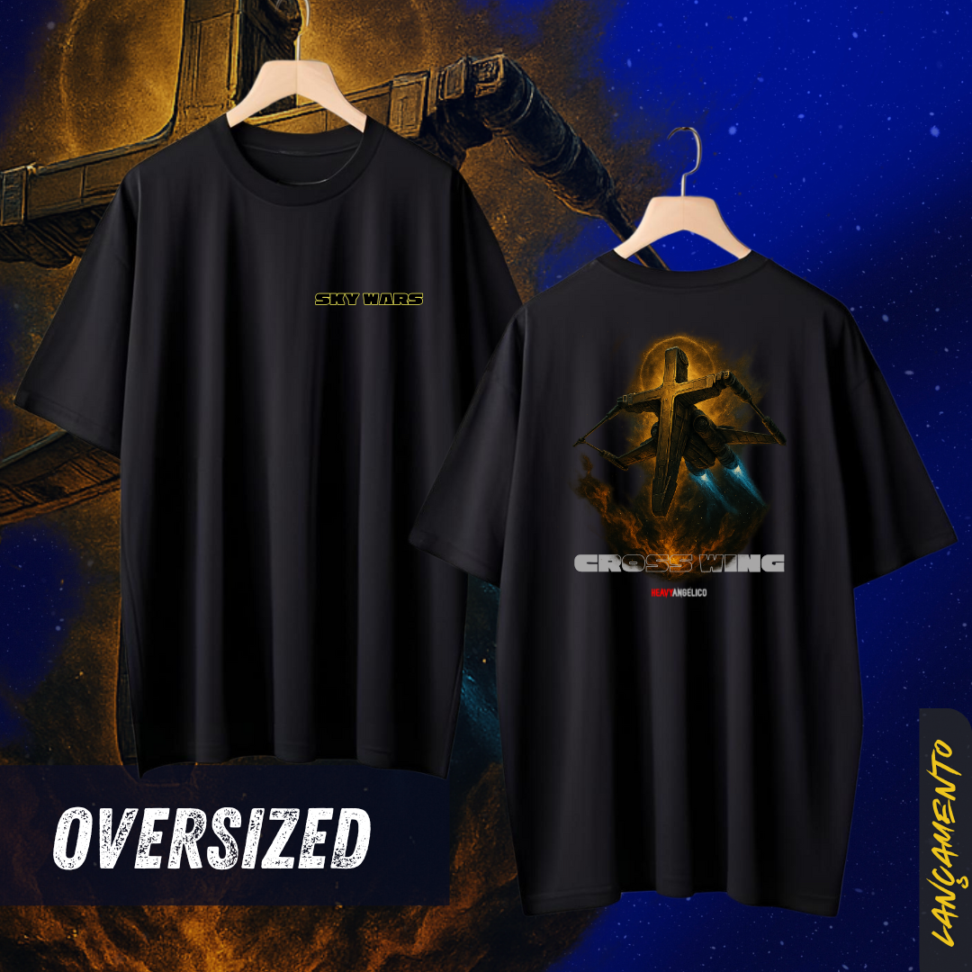 Nome do produto: Sky Wars – Cross Wing - Camiseta Oversized - Frente e Costas