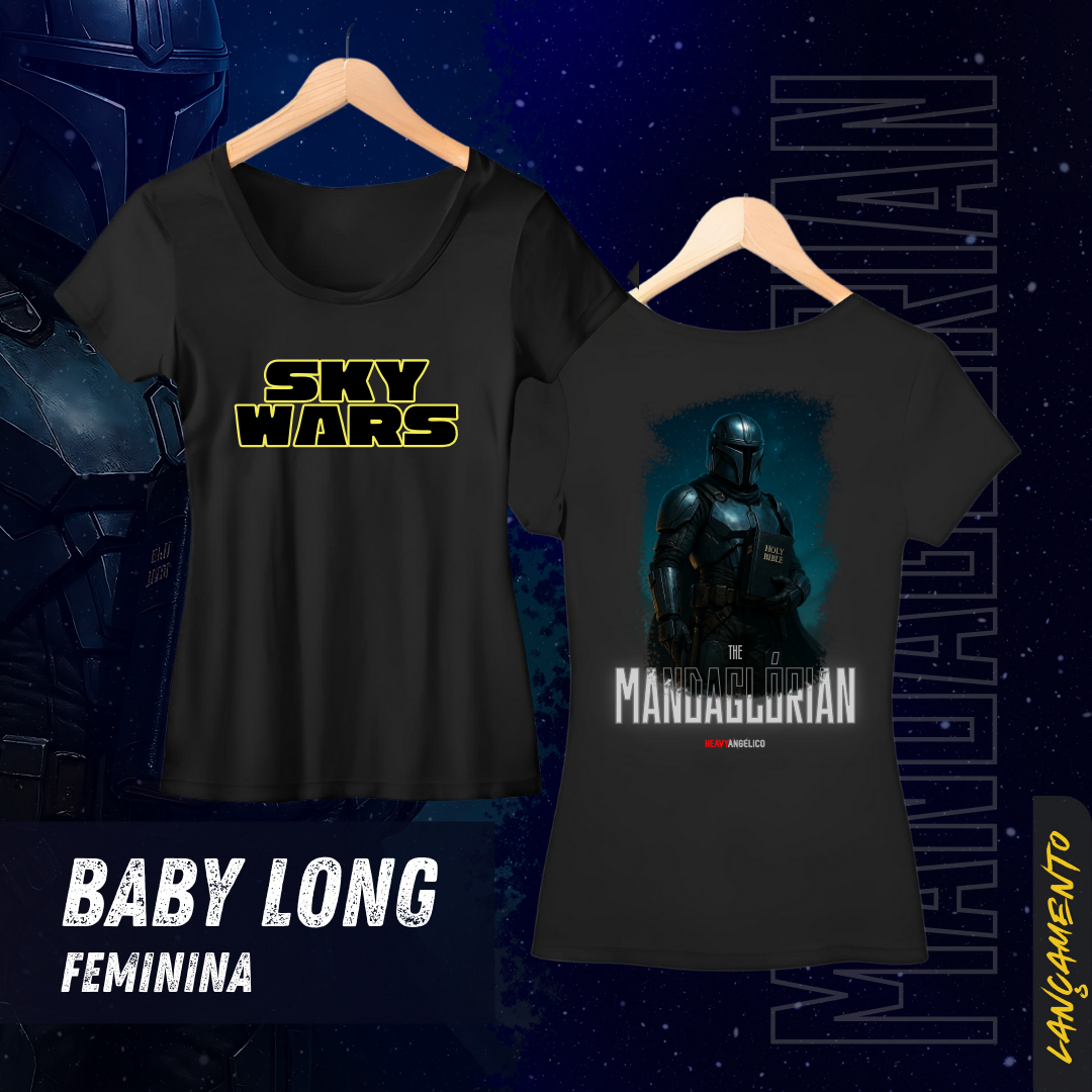 Nome do produto: Sky Wars – The Mandaglórian - Camiseta Feminina - Frente e Costas