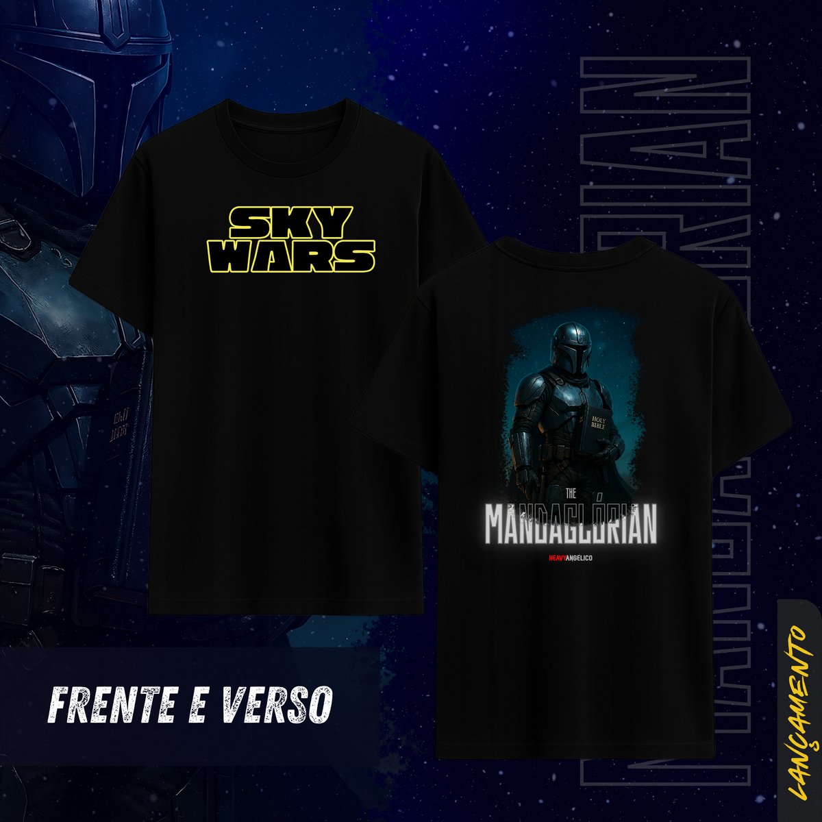 Nome do produto: Sky Wars – The Mandaglórian - Camiseta Unissex - Frente e Costas