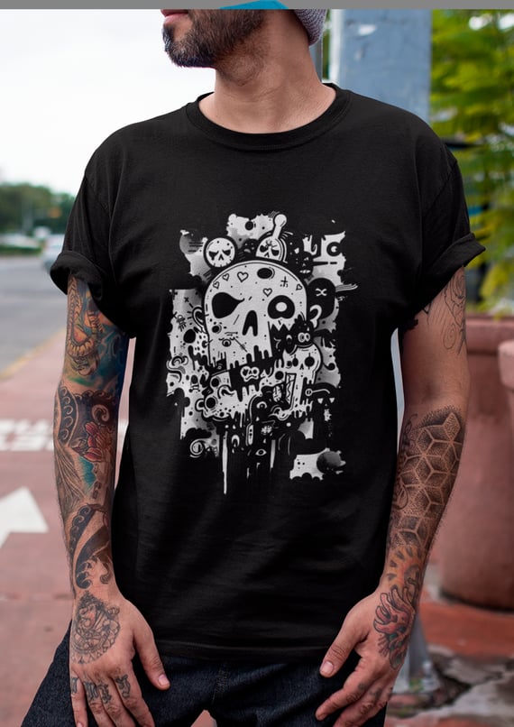 Camiseta Caveira Flamejante  